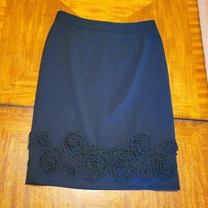 Alfani Black Raised Flower Boarder Pencil Skirt